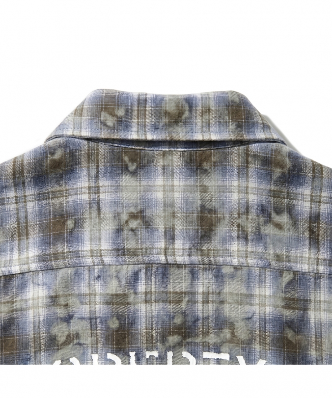 BLEACH WASHED PLAID SHIRT BROWN