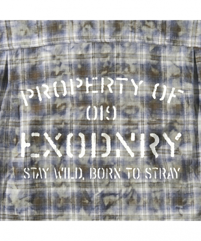 BLEACH WASHED PLAID SHIRT BROWN