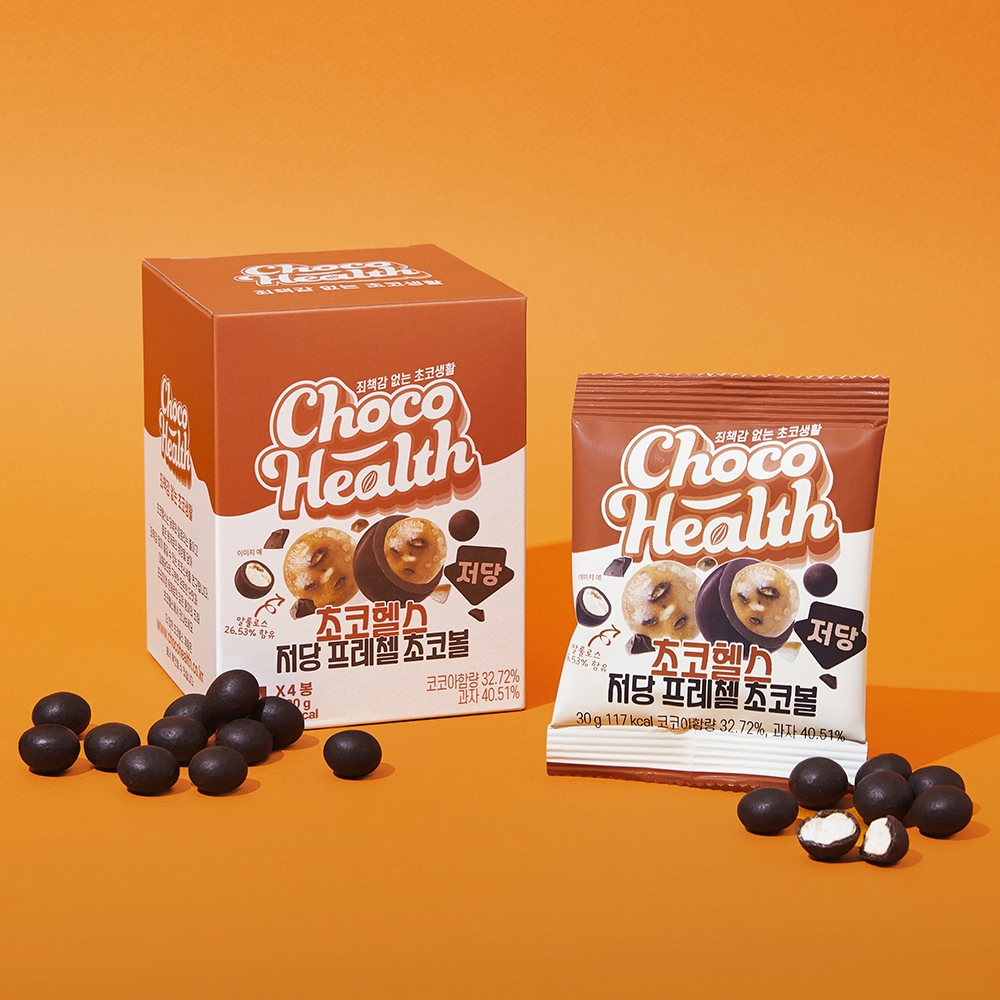 [초코헬스] 저당 알룰로스 프레첼 초코볼 4봉 120g