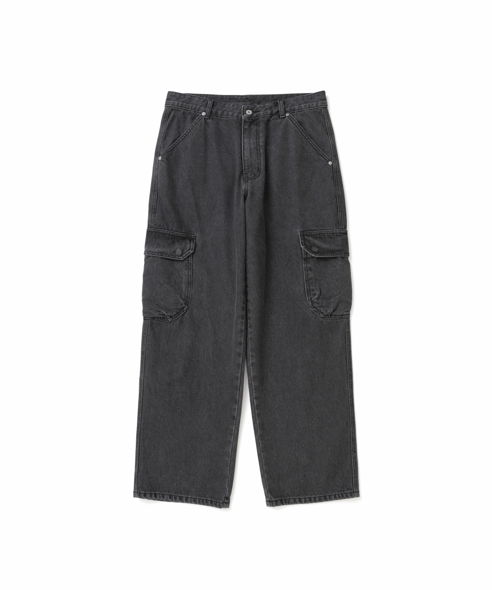 CARGO DENIM PANTS BLACK WASHED