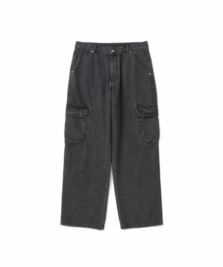 CARGO DENIM PANTS BLACK WASHED