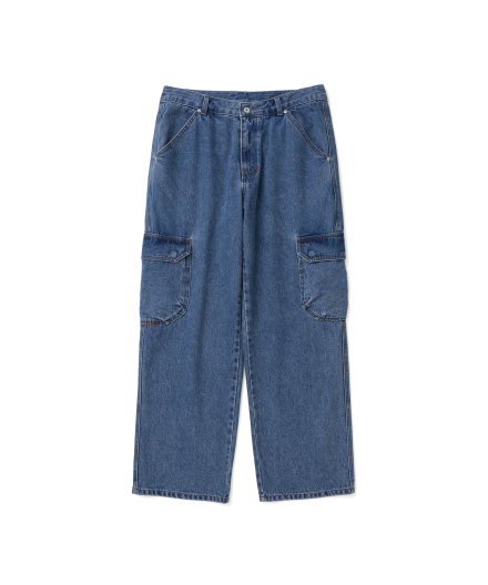 CARGO DENIM PANTS INDIGO WASHED