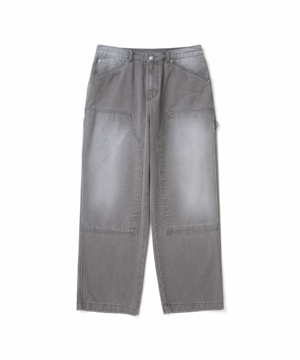WASHED DOUBLE KNEE PANTS GREY
