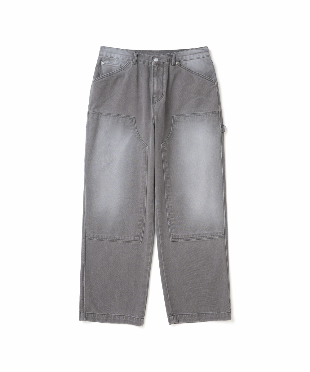 WASHED DOUBLE KNEE PANTS GREY