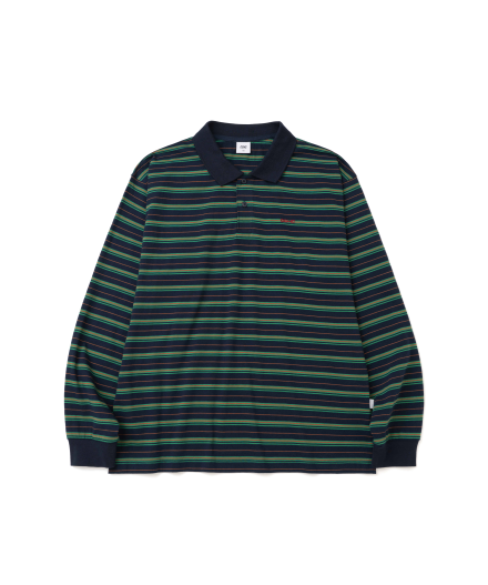 STRIPE LS PK TEE NAVY