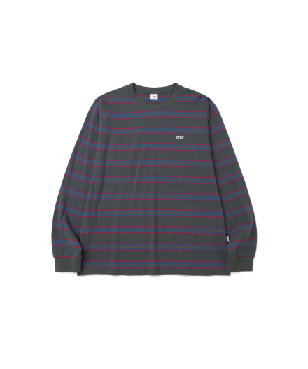 STRIPE LS TEE GREY
