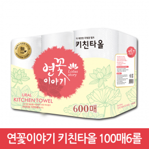 [회원특가] 연꽃이야기 키친타올 100매6롤 100%천연펄프