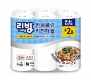 [회원특가] 삼정펄프 안심리빙 키친타올 115매 6롤 무형광 천연100%