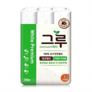 [회원특가] 100%천연 그루 화이트 프리미엄 27m3겹30롤 화장지 휴지