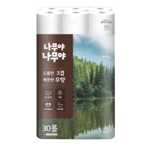 [단일배송지 대량할인 무배] 나무야 27m3겹30롤 화장지휴지