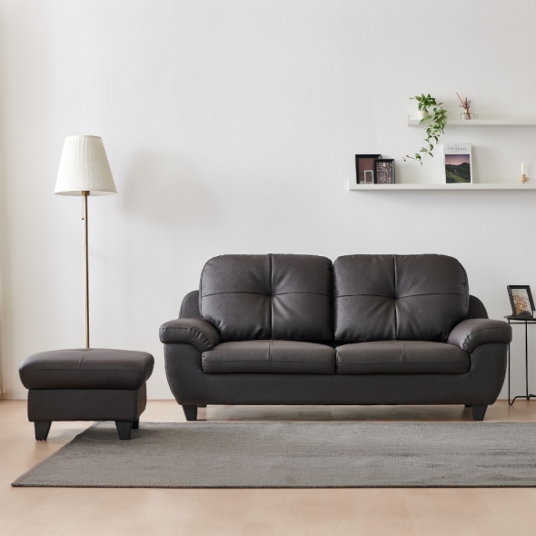 [단독특가] 동서가구 홈즈 3인 가죽소파+스툴