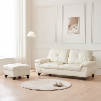 동서가구 홈즈 3인용 가죽소파＋스툴