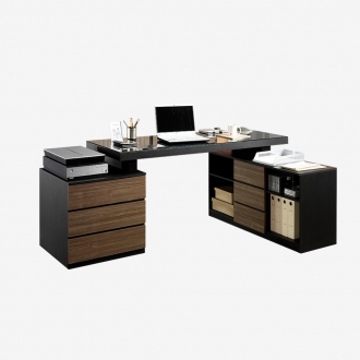 동서가구 우드블랙 서재 인테리어 3단서랍 코너형 컴퓨터 책상