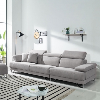 [소티디자인] 바젤 아쿠아 스웨이드 헤드틸팅 4인 소파 - 연그레이