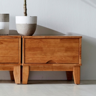 [소티디자인] 네이처 브라운 1단 원목 협탁