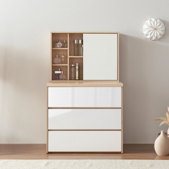 [소티디자인] 문라이트 3단 서랍장 830 + 슬라이딩거울 세트 - 3color