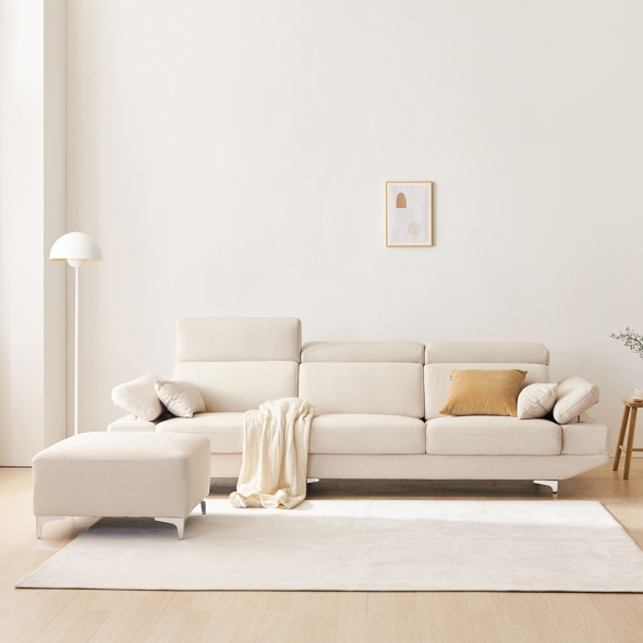 [단독특가]동서가구 이즈 비안나 아쿠아패브릭 헤드틸팅 4인소파 (프리미엄 오코텍스)