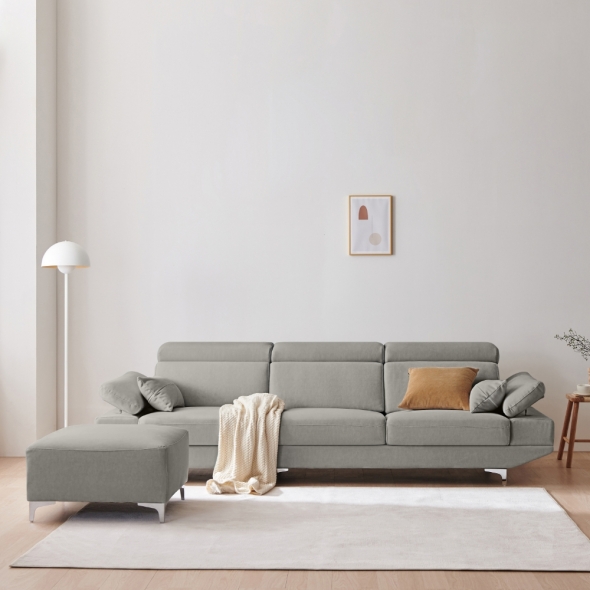 [단독특가]동서가구 이즈 비안나 아쿠아패브릭 헤드틸팅 4인소파 (프리미엄 오코텍스)