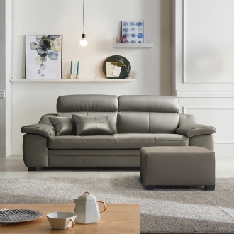 동서가구 노브 천연면피가죽 3인 소파 ＋ 스툴