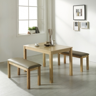 동서가구 캐빈 고무나무 원목 4인 식탁세트 (벤치 2EA)