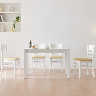 동서가구 캐빈 고무나무 원목 4인 식탁세트 (의자 4EA)