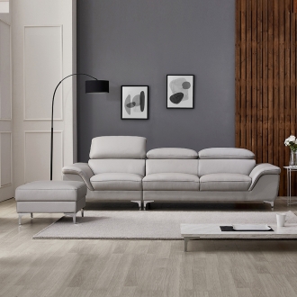 동서가구 캐니스 무빙헤드 4인용 천연면피가죽소파＋스툴