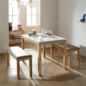 동서가구 캐빈 4인 하이그로시 벤치 식탁세트 (벤치 2EA)