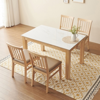 [소티디자인] 라비나 화이트유광 원목 폴리싱 세라믹 4인 식탁세트