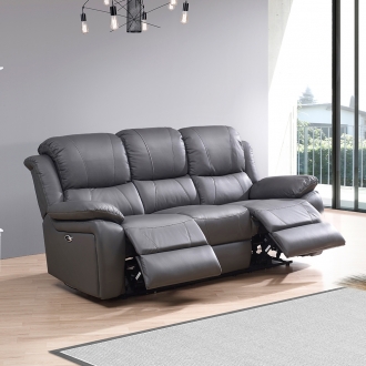 [소티디자인] 노르딕 제로월 3인 전동 가죽 리클라이너소파 (USB포트, 홈바) - 2color