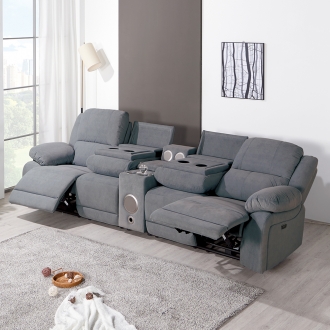 [소티디자인] 바네스 제로월 이지클린 조야원단 전동 4인 리클라이너소파 (USB포트) - 진그레이