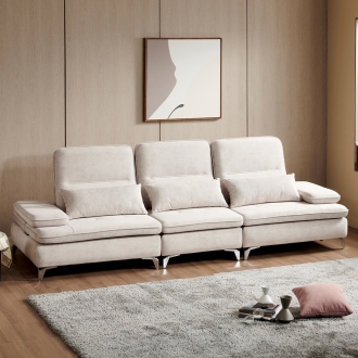 [소티디자인] 엠마 이지클린 조야원단 등받이조절 4인 소파 (쿠션포함) - 3color