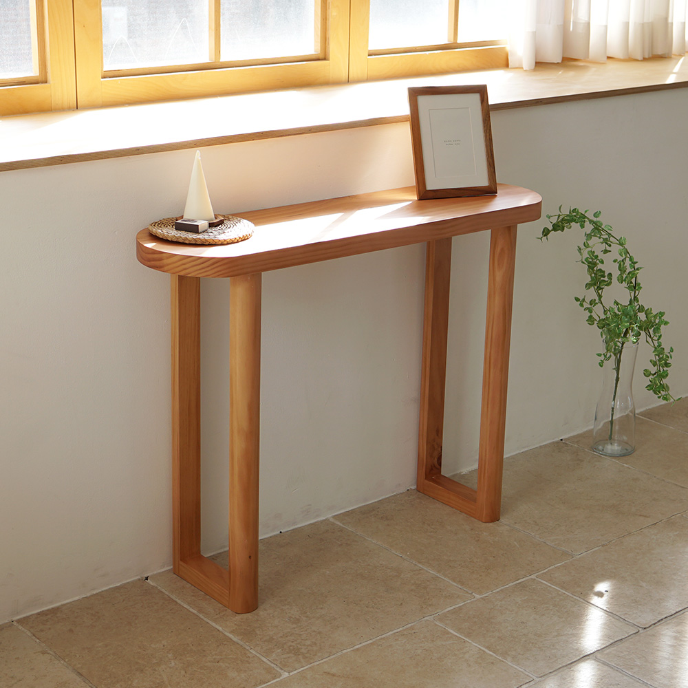 [바우미스트]하제 타원형 원목 선반 콘솔 800 (4colors)