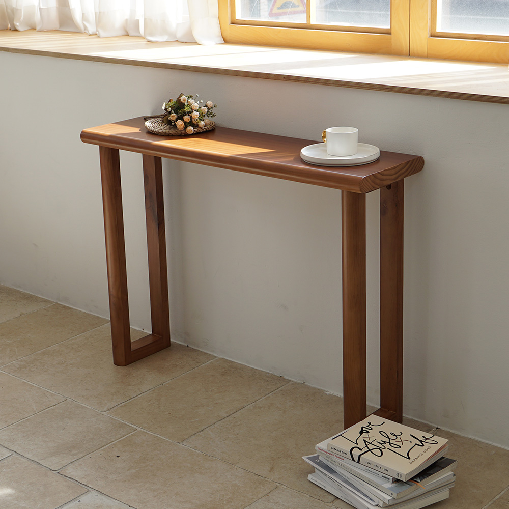 [바우미스트]하제 라운드 원목 선반 콘솔 800 (4colors)