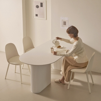 제이픽스 그레이스 하프문 포세린 통 세라믹 템바보드 식탁 세트