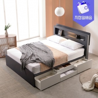 [수도권지정배송] 크렌시아 리비앙 LED 벙커 포서랍 SS/Q 침대 (매트선택)