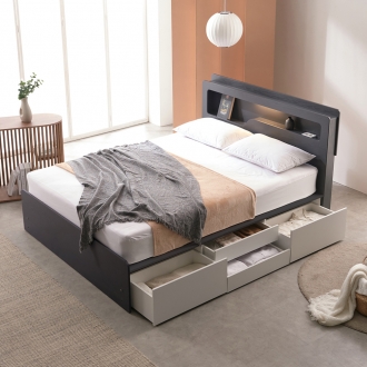 [단독특가][지정배송서비스] 크렌시아 리비앙 LED 벙커 포서랍 SS/Q 침대 (매트선택)