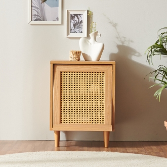 [소티디자인] 와플 라탄 플랩도어 협탁