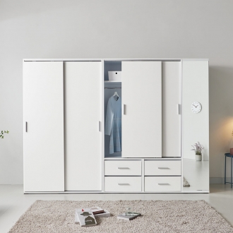 [코코미] 데이나 E0 등급 1200 1600 서랍 전신거울 키큰 자동댐핑도어 화이트 슬라이딩옷장