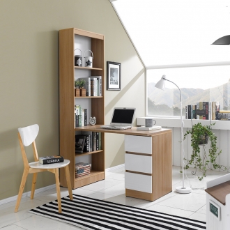 동서가구 클레어 1200 모던 H형책상 책장 세트(높은책장형)