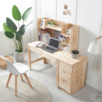 동서가구 삼나무 원목 편수책상세트 (3단서랍 포함)