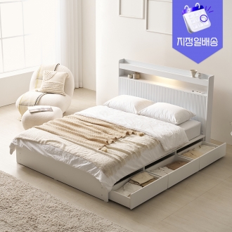 [수도권지정배송] 프린홈 루시아 LED 루바 리노 서랍 침대 SS/Q (방수커버 이벤트)