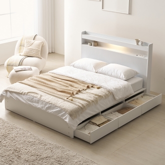 [지정배송서비스] 프린홈 루시아 LED 루바 리노 서랍 침대 SS/Q (방수커버 이벤트)