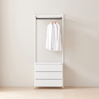 동서가구 시몬 LPM 철제 드레스룸 800 3단 서랍장 시스템 행거 3colors