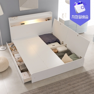 [수도권지정배송] 크렌시아 아너스 LED 수납형 침대 SS/Q (방수커버 이벤트)