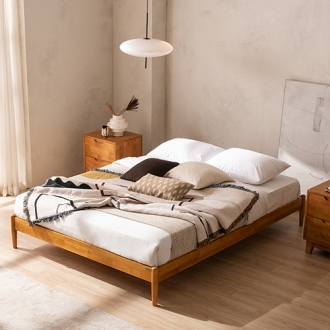 [디자이너스룸] 라헬 무헤드 원목 침대 퀸 (Q) 프레임