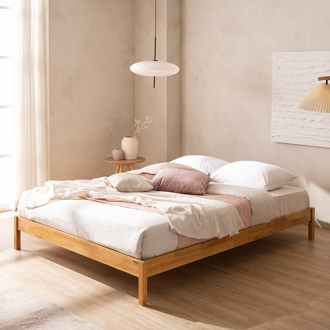 [디자이너스룸] 루나 무헤드 원목 침대 퀸 (Q) 프레임