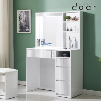 도아르 입식 서랍 수납 거울 확장형 화장대 LED 조명