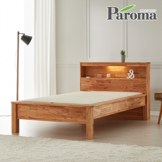 파로마 다온 LED 참죽 원목 황토 흙침대 생황토 침대 슈퍼싱글 SS 1인용 황토볼 흙판 보료