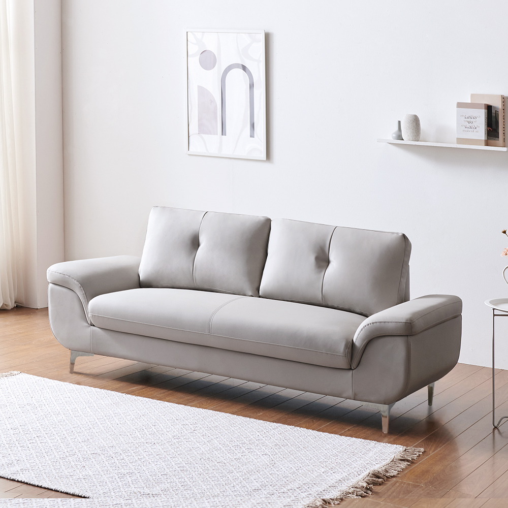 시월구일 산체스 PU가죽 3인용 소파 방문설치 그레이 라운드 팔걸이 쇼파