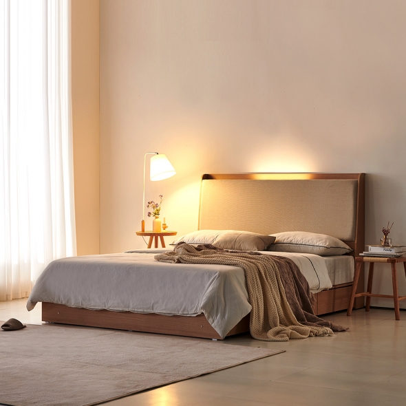 [단독특가] 동서가구 블라이 LED 조명 패브릭 침대 SS/Q 모음+매트리스 선택